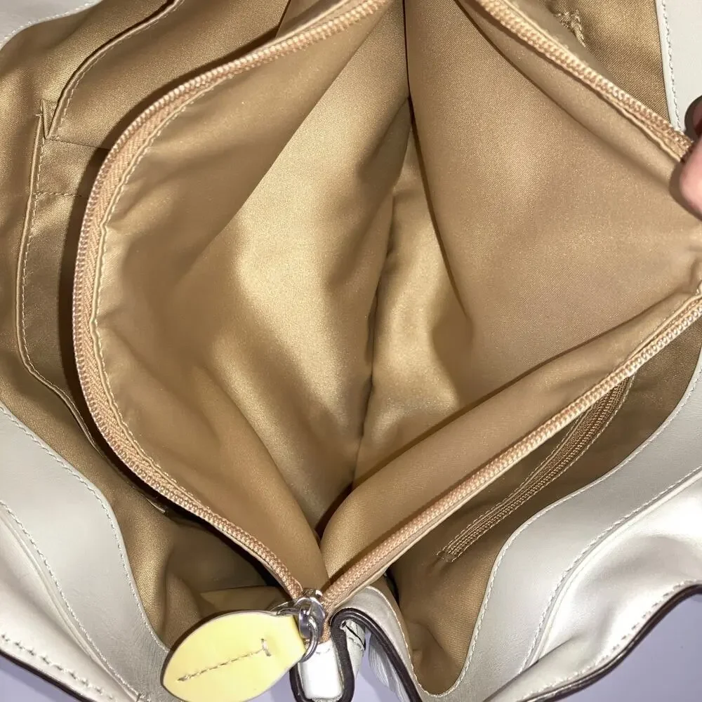 COACH F14686 WHITE AND YELLOW PEBBLEED LEATHER HANDBAG